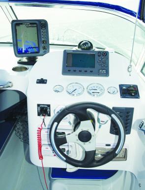 The angled dash is user-friendly with moulded sections for the relevant gauges and ample space for a GPS/sounder to be flush-mounted in the dash. 